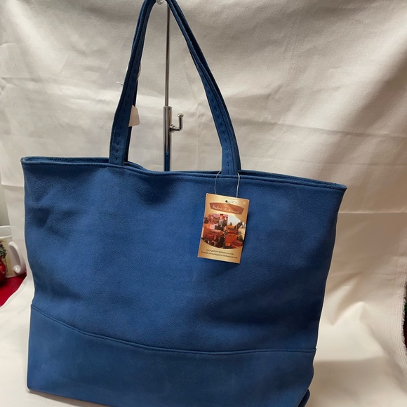 SALE!! Fabulous Lapis blue sturdy suede tote from Marrakech - Picture 2 of 10